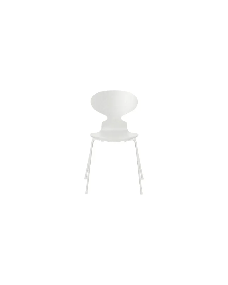 Fritz Hansen Stapelbarer Stuhl Fourmi - Weiß - Eschefurnier - Designer Arne Jacobsen 