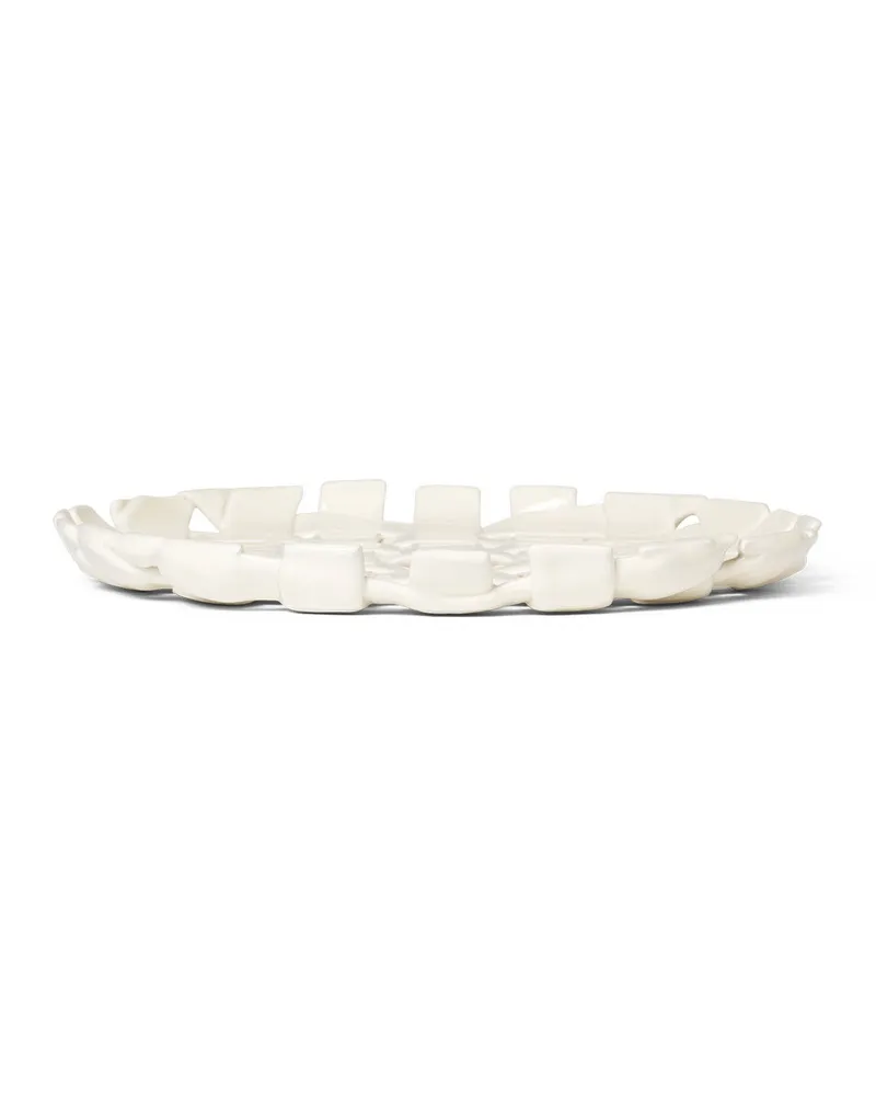 ferm LIVING Servierplatte Plait - Weiß - emaillierte Keramik - Designer Trine Andersen 