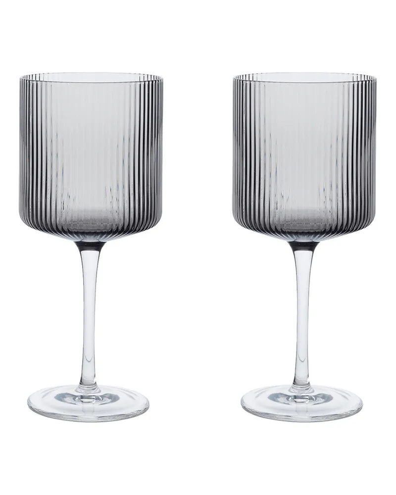 ferm LIVING Rotweinglas Ripple - Grau - mundgeblasenes Glas - Designer Trine Andersen 