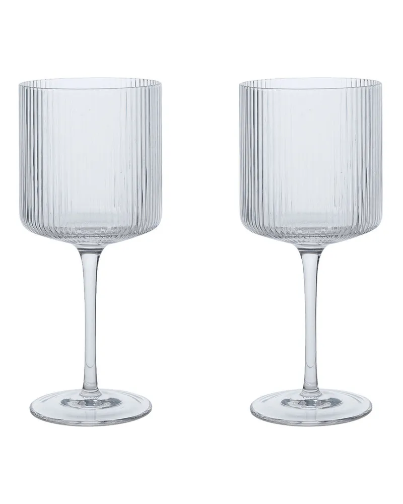 ferm LIVING Rotweinglas Ripple - Grau - mundgeblasenes Glas - Designer Trine Andersen 