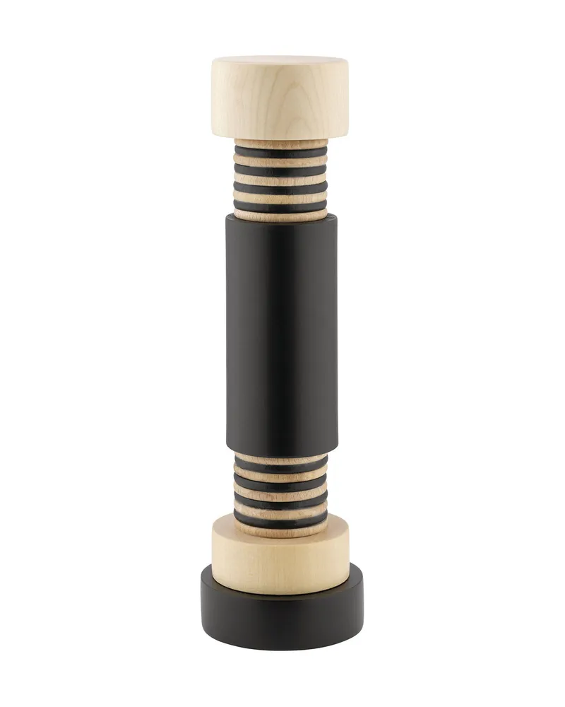 Alessi Salz- und Pfeffermühle Twergi - Schwarz - Massive Buche, gebeizt - Designer Ettore Sottsass 