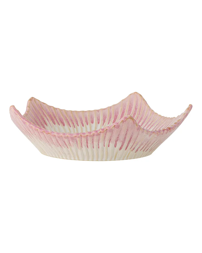 Bloomingville Schale Floral - Rosa - emaillierter Sandstein 