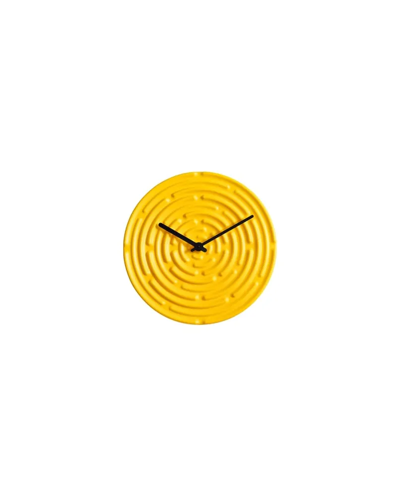 raawii Wanduhr Minos - Gelb - emaillierte Fayence - Designer Manon Novelli 