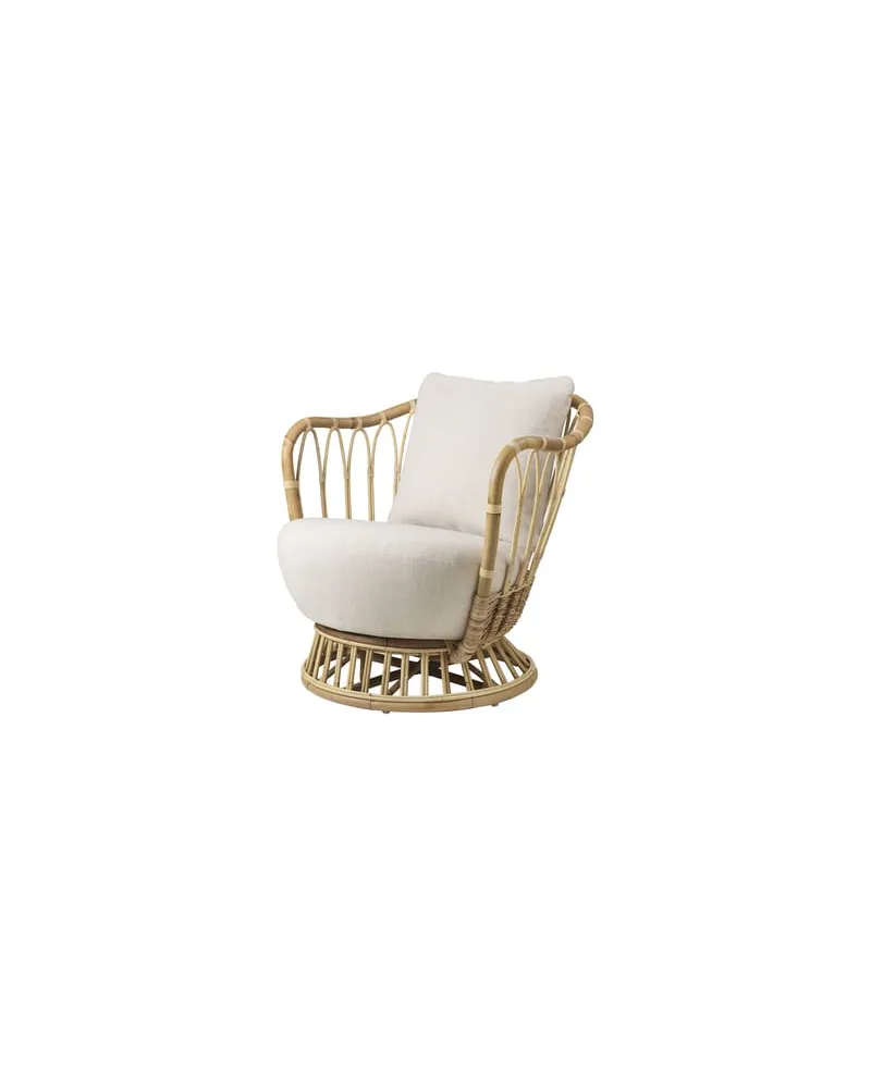 Gubi Gepolsterter Sessel Grace - Weiß - Rattan - Designer Tove Kindt-Larsen 