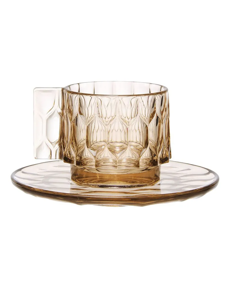 Kartell Set aus Tasse und Untertasse Jellies Family - Rosa - Thermoplastisches Polykarbonat - Designer Patricia Urquiola 