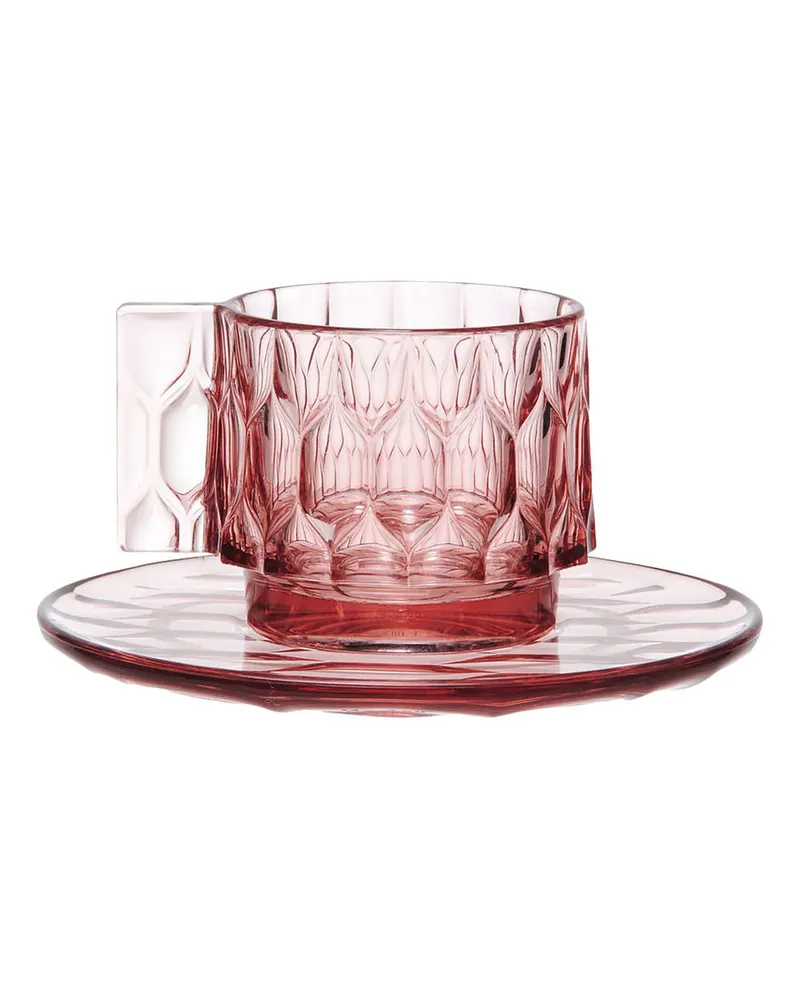 Kartell Set aus Tasse und Untertasse Jellies Family - Rosa - Thermoplastisches Polykarbonat - Designer Patricia Urquiola 