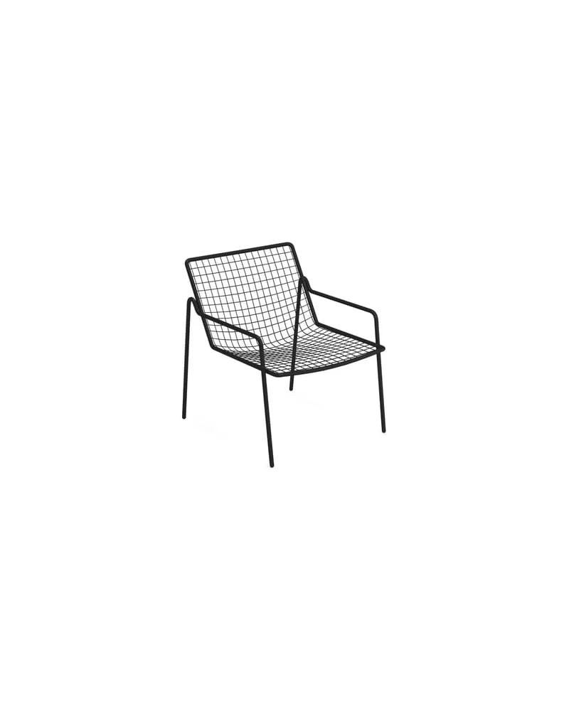 EMU Niedrig stapelbarer Sessel Rio R50 - Schwarz - Stahl - Designer Anton Cristell 