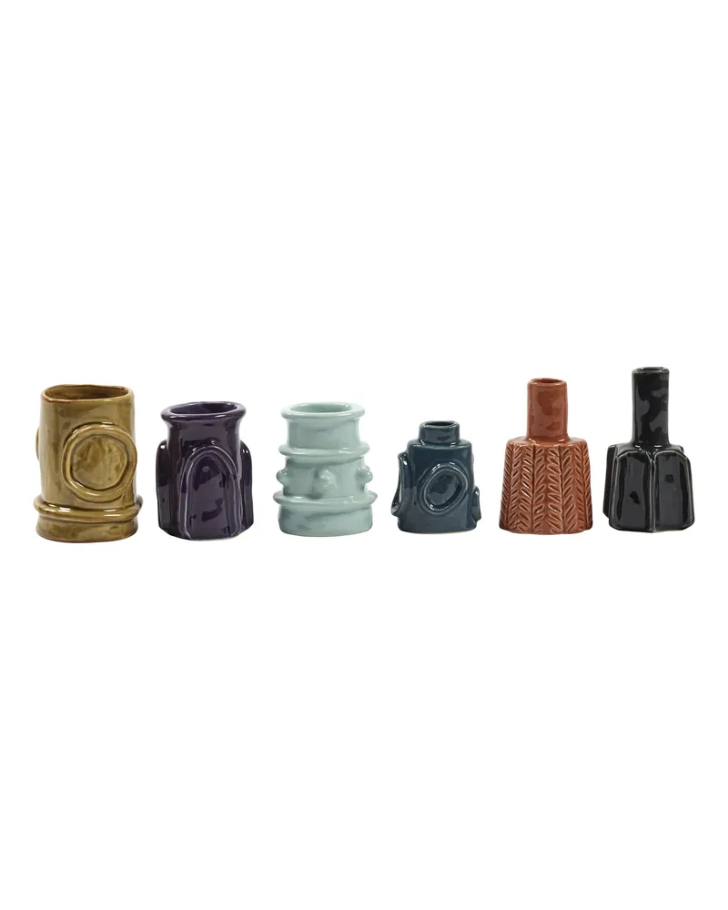 Serax Set aus 6 Mini-Vasen Molly - Bunt - emaillierter Sandstein - Designer Marie Michielssen 