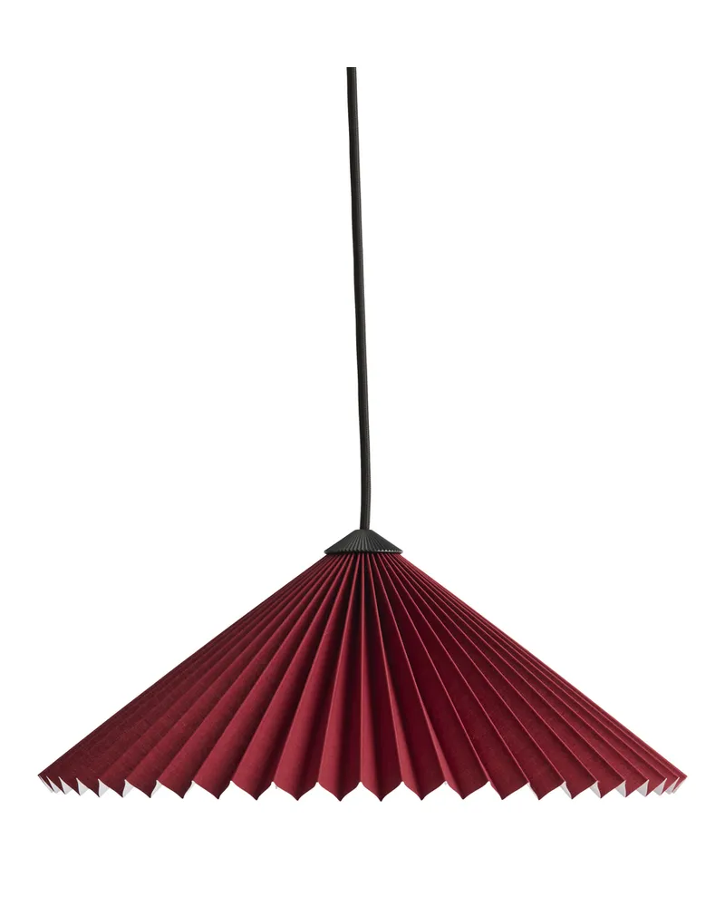 Hay Pendelleuchte Matin - Rot - Plissierte, beschichtete Baumwolle - Designer Inga Sempé 