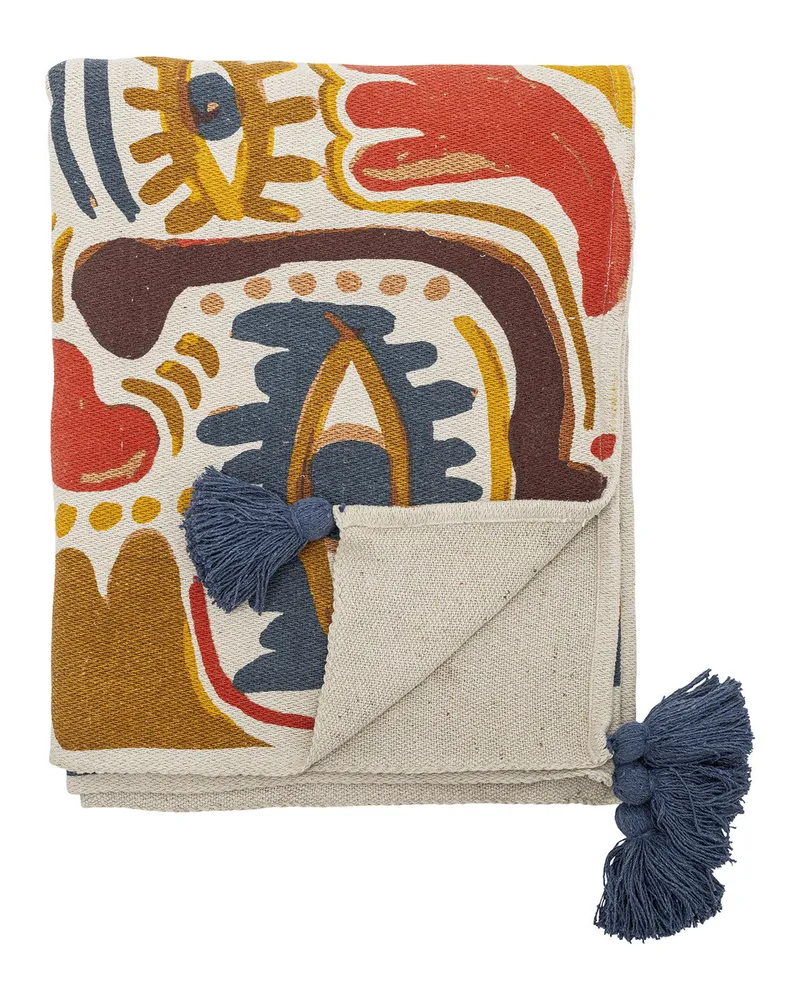 Bloomingville Decke Horus - Orange - Recycelte Baumwolle 