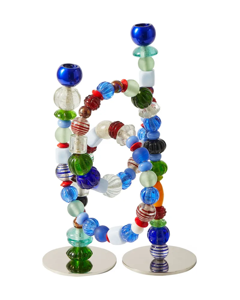 POLSPOTTEN Kerzenleuchter Beads - Bunt - Recyceltes Glas 