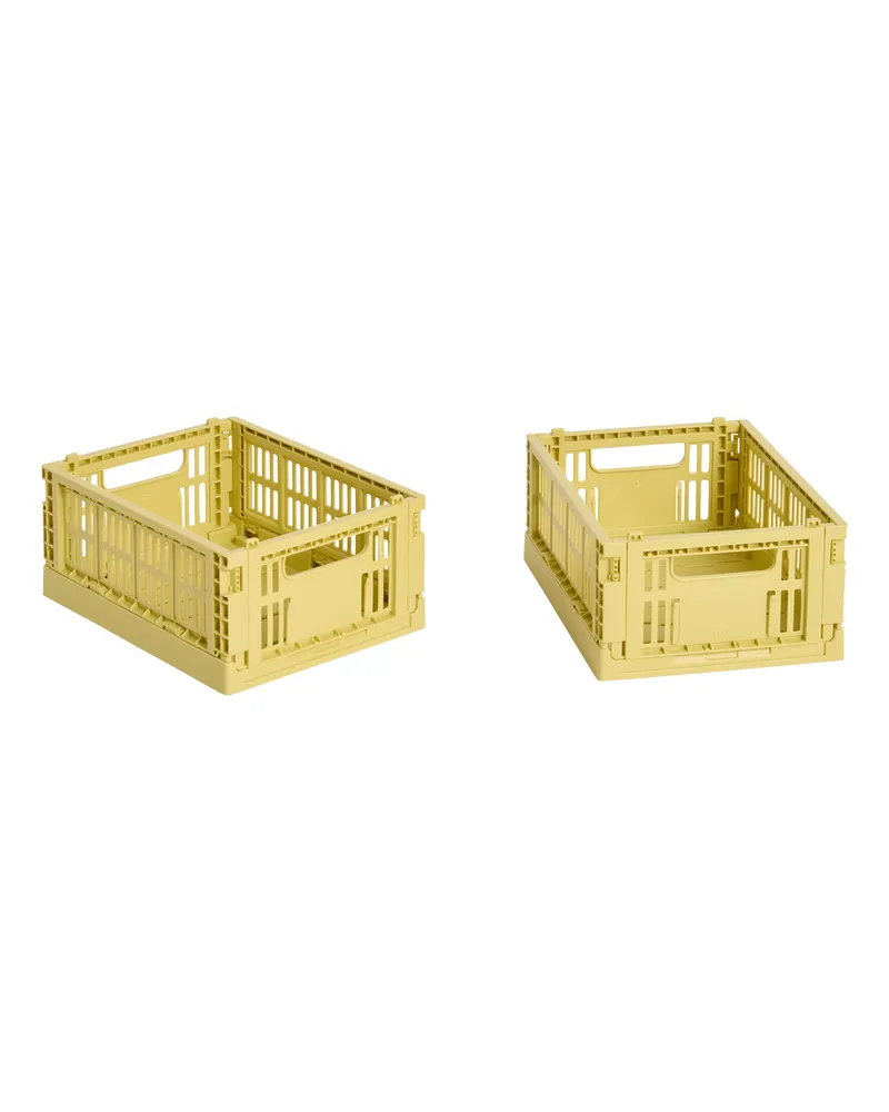 Hay Set aus 2 Körben Colour Crate - Gelb - Recyceltes Polypropylen - Designer Hay Studio 
