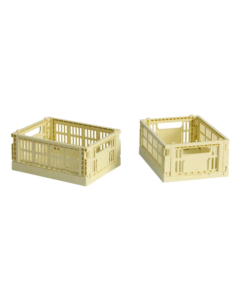 Hay Set aus 2 Körben Colour Crate - Gelb - Recyceltes Polypropylen - Designer Hay Studio 