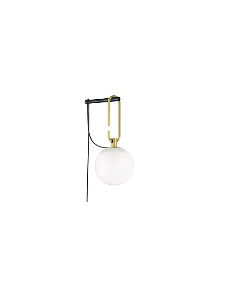 Artemide Wandleuchte mit Stromkabel nh - Gold - gebürstetes Messing - Designer Neri & Hu 