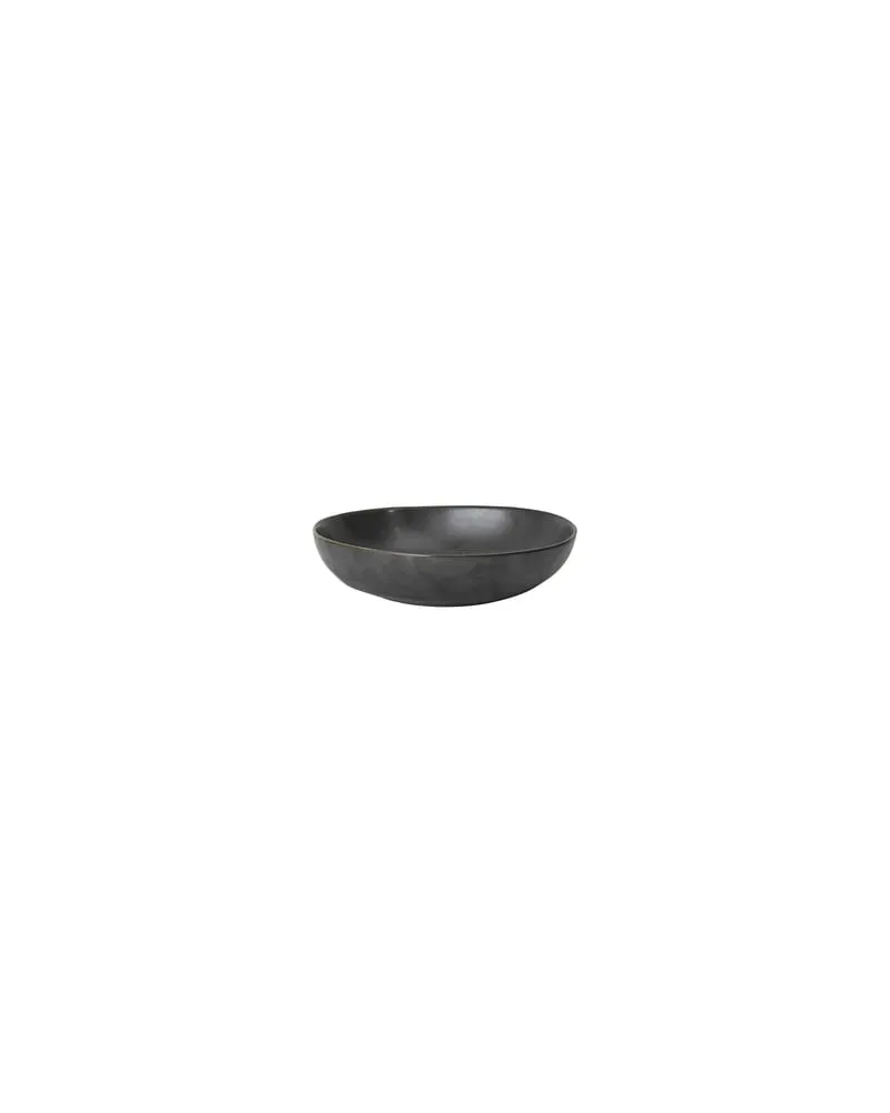 ferm LIVING Suppenteller Flow - Schwarz - emaillierter Sandstein 