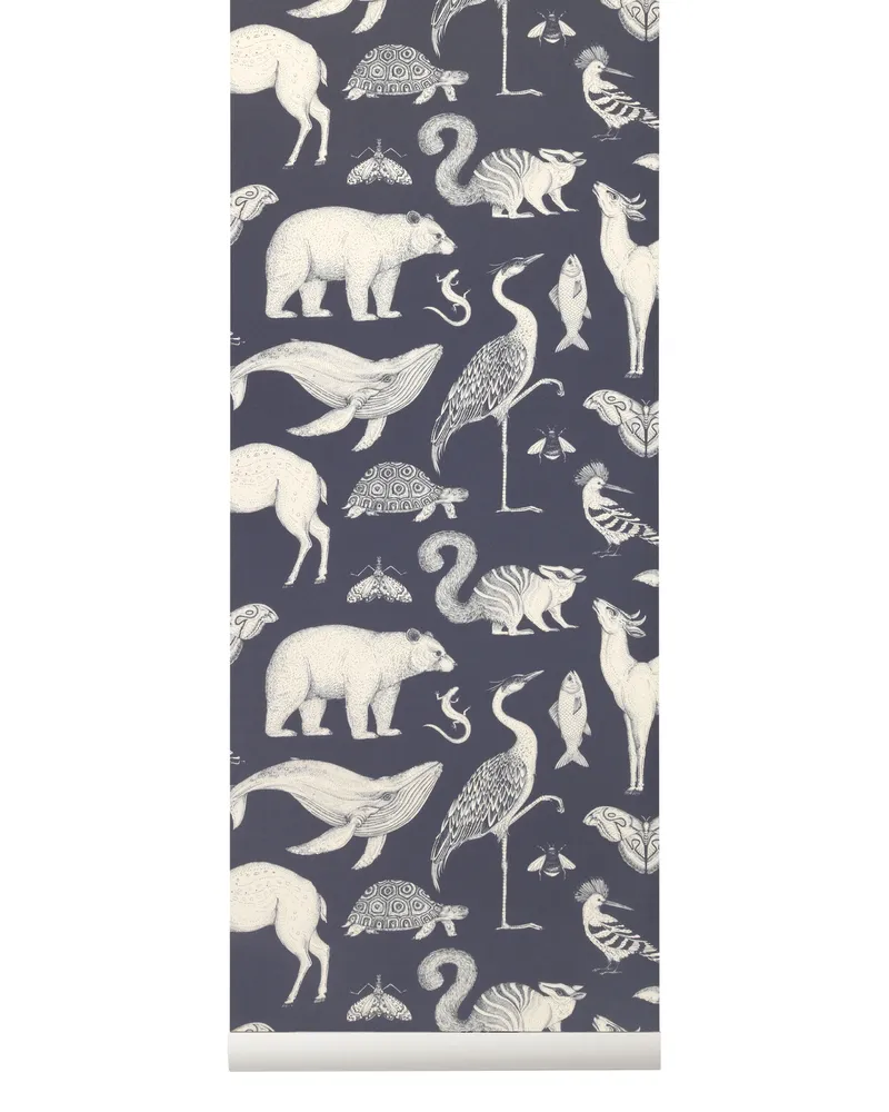 ferm LIVING Tapete Papier peint - Blau - Vliestapete - Designer Katie Scott 