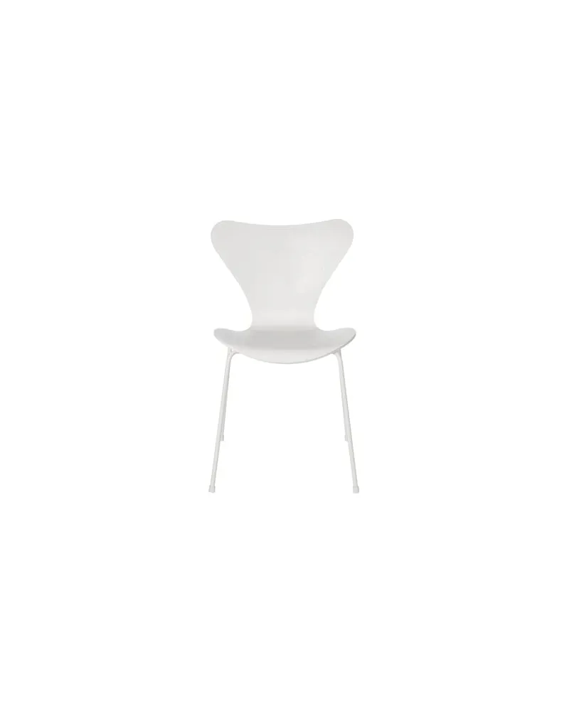 Fritz Hansen Stapelbarer Stuhl Série 7 - Weiß - Eschefurnier - Designer Arne Jacobsen 