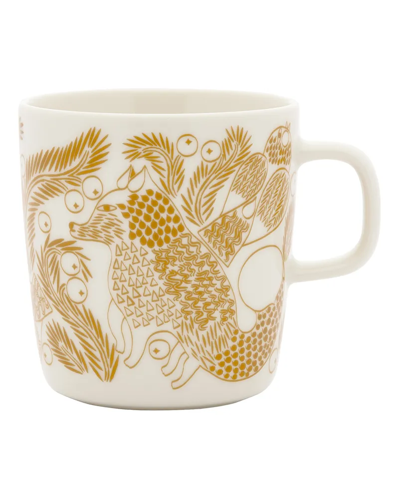 Marimekko Becher Ketunmarja - Weiß - Sandstein - Designer Aino-Maija Metsola 