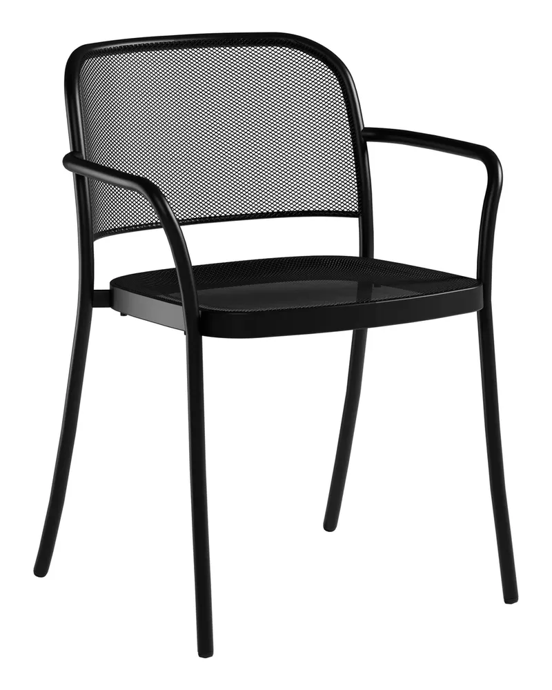 EMU Stapelbarer Sessel Café - Schwarz - Stahlgitter - Designer Christophe Pillet 