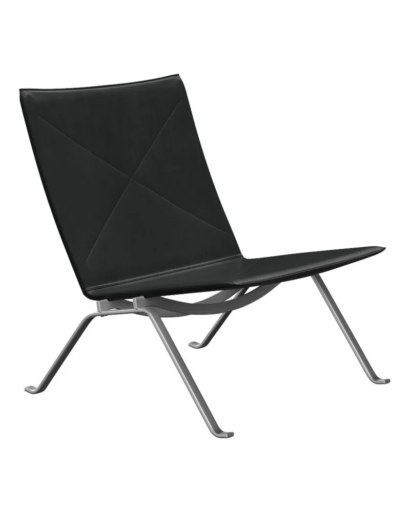 Fritz Hansen Lounge Sessel PK - Schwarz - Rindsleder - Designer Poul Kjaerholm 
