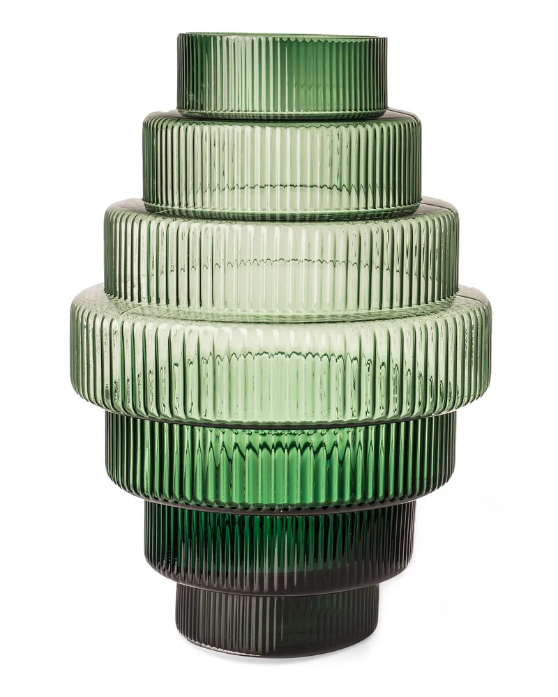 POLSPOTTEN Vase Steps - Grün - mundgeblasenes Glas 