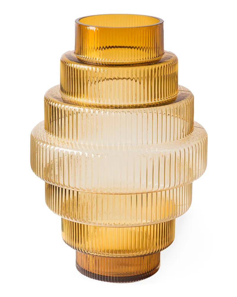 POLSPOTTEN Vase Steps - Gelb - mundgeblasenes Glas 