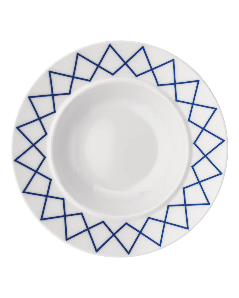 Alessi Suppenteller La Bella Tavola - Blau - Feines Porzellan - Designer Ettore Sottsass 
