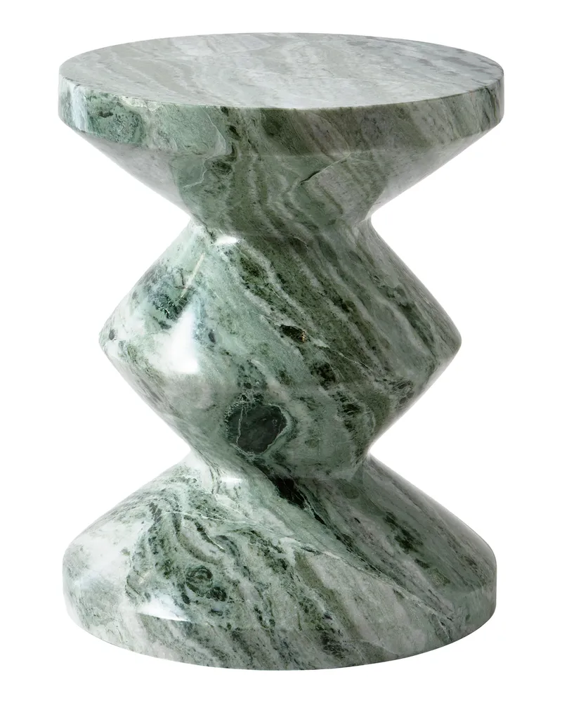 POLSPOTTEN Hocker Zig Zag - Grün - Marmor 