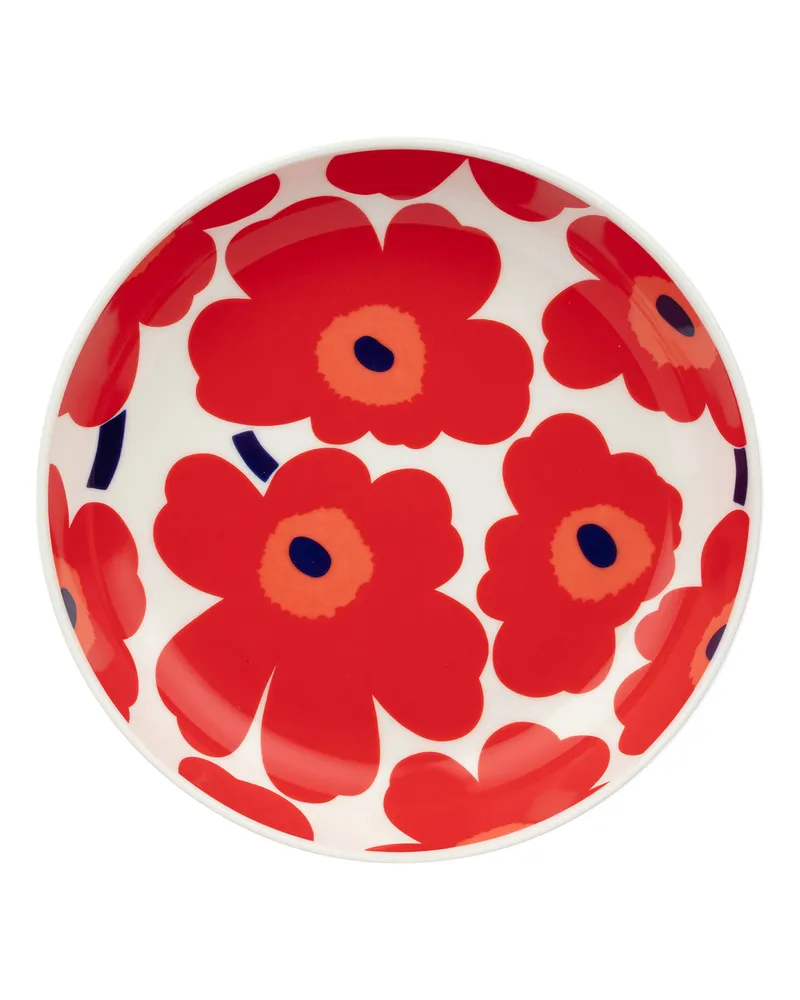 Marimekko Suppenteller Unikko - Rot - Sandstein - Designer Maija Isola 