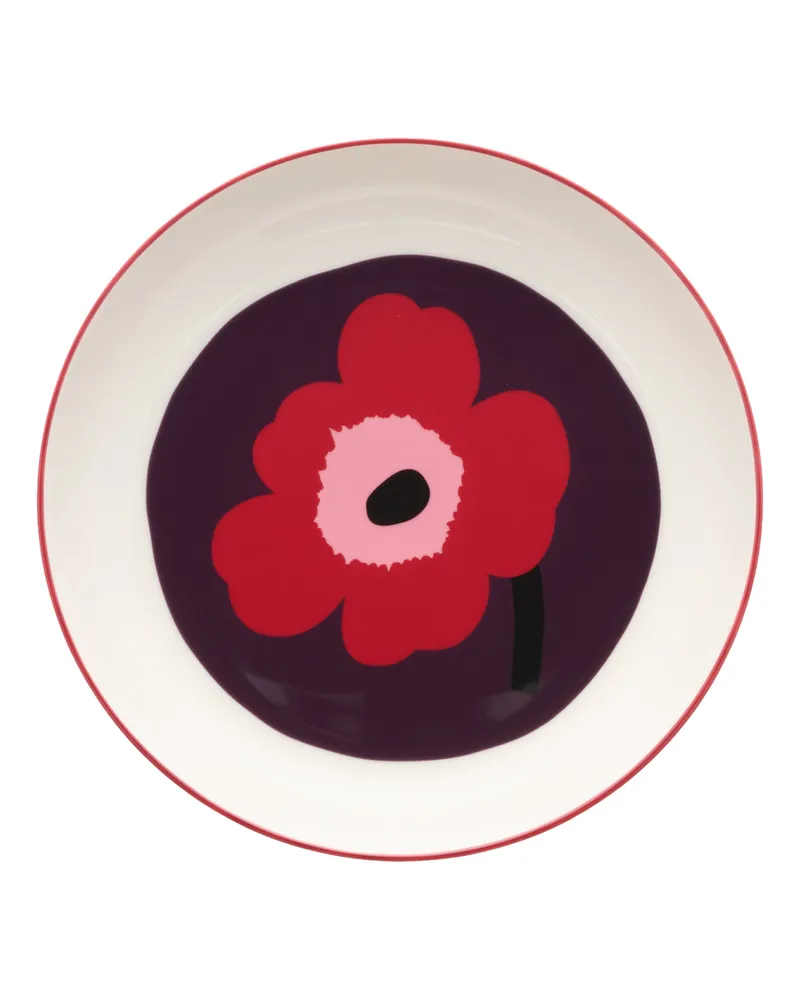 Marimekko Suppenteller Unikko - Rot - Sandstein - Designer Maija Isola 