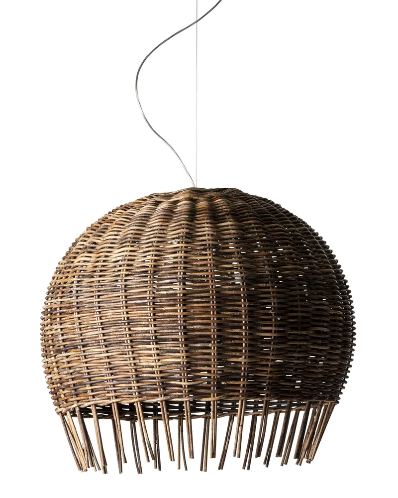 Gervasoni Pendelleuchte Croco - Beige - Geflochtenes Rattan - Designer Paola Navone 