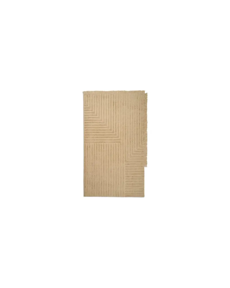 ferm LIVING Teppich Crease - Beige - Wolle 
