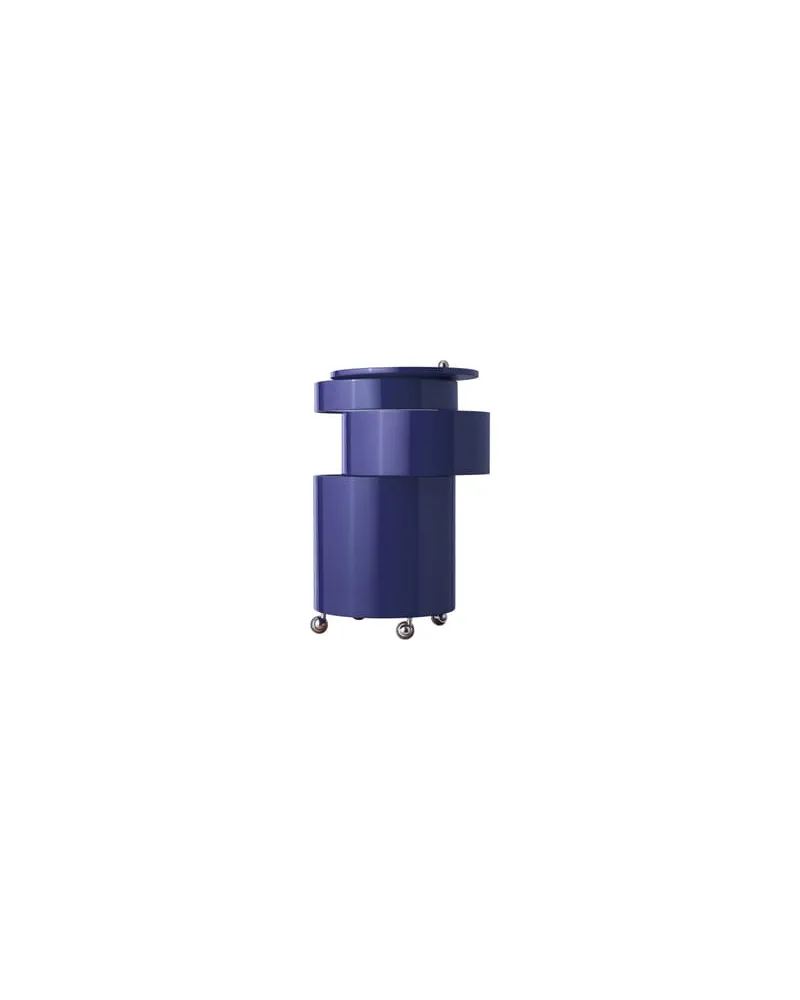 Verpan Servierwagen Barboy - Blau - mitteldichte bemalte Holzfaserplatte - Designer Verner Panton 