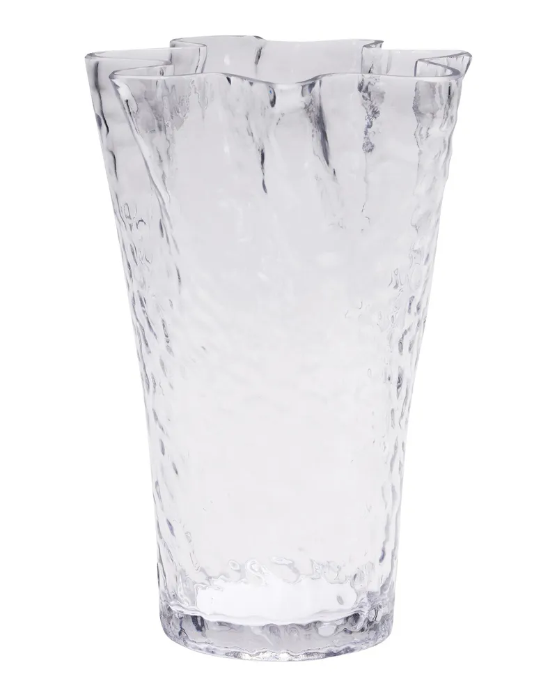 Hübsch Vase Ruffle - Transparent - mundgeblasenes Glas 