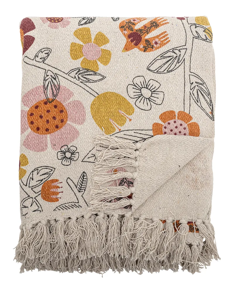 Bloomingville Decke Vivielle - Beige - Recycelte Mischfasern 
