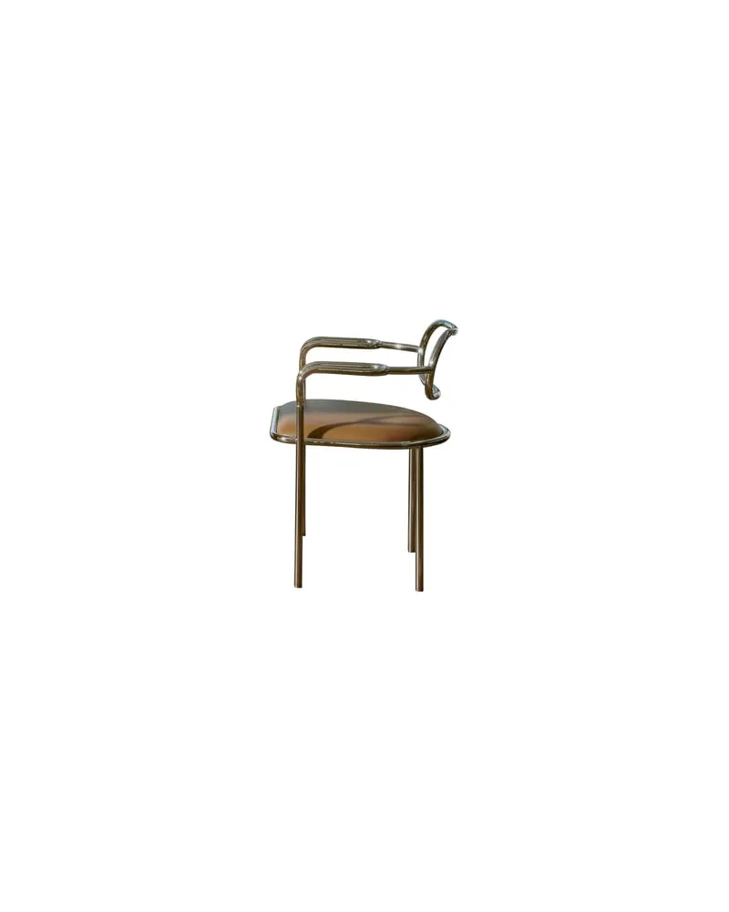Cappellini Gepolsterter Sessel 01 Chair - Braun - Verchromtes Eisen - Designer Shiro Kuramata 
