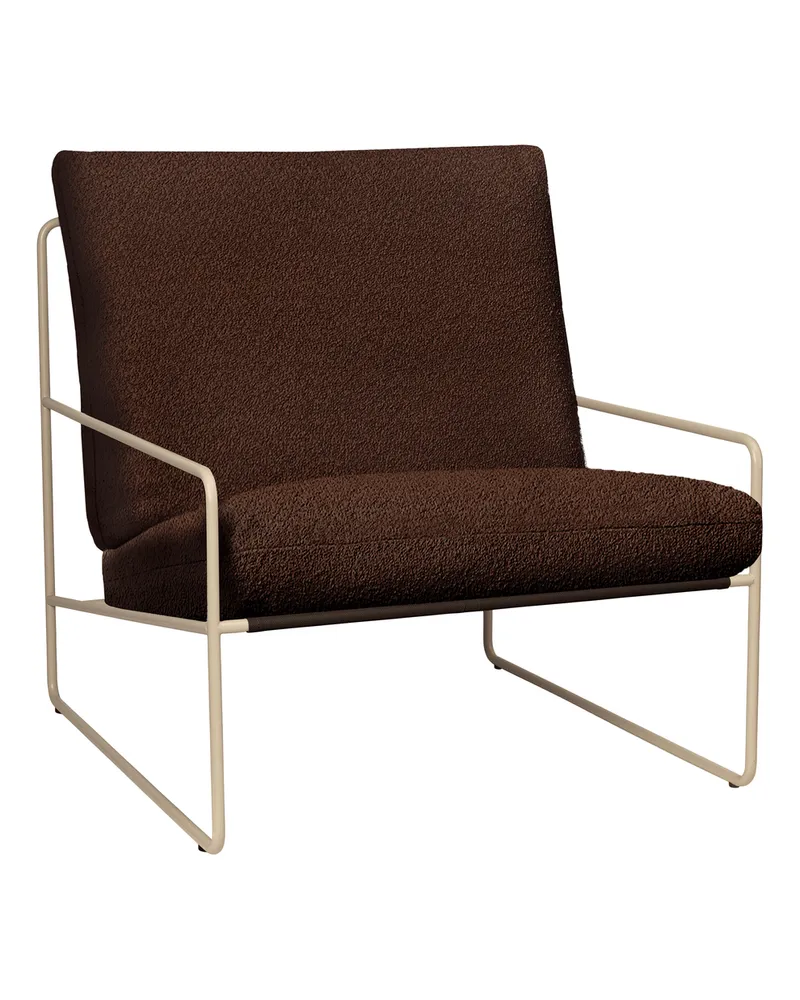 ferm LIVING Gepolsterter Sessel Désert - Braun - Outdoor-Boucléstoff 