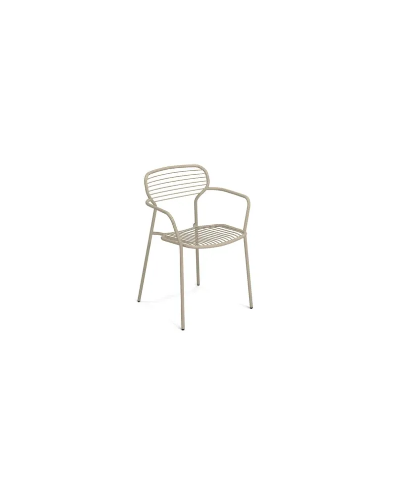 EMU Stapelbarer Sessel Apero - Beige - gefirnister Stahl - Designer Martin Drechsel 