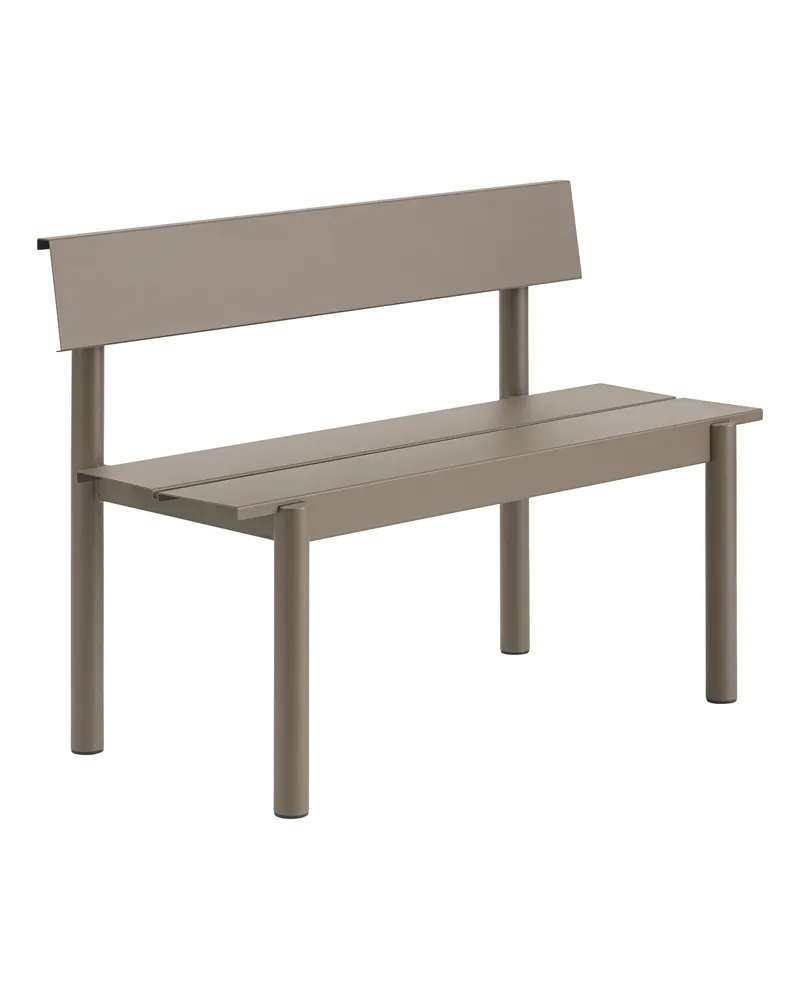 Muuto Bank mit Rückenlehne Linear - Schwarz - Verzinkter, pulverbeschichteter Stahl - Designer Thomas Bentzen 