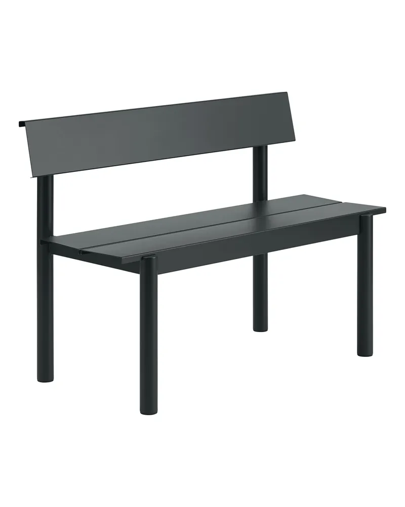 Muuto Bank mit Rückenlehne Linear - Schwarz - Verzinkter, pulverbeschichteter Stahl - Designer Thomas Bentzen 