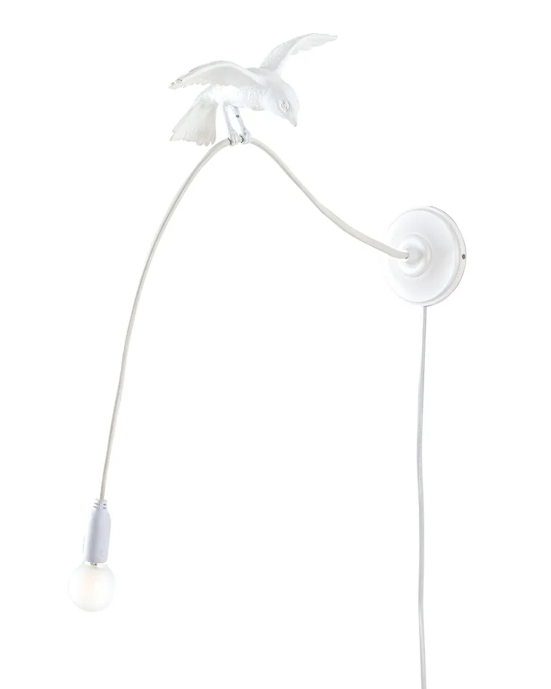 Seletti Wandleuchte mit Stromkabel Sparrow - Weiß - Harz - Designer Marcantonio 