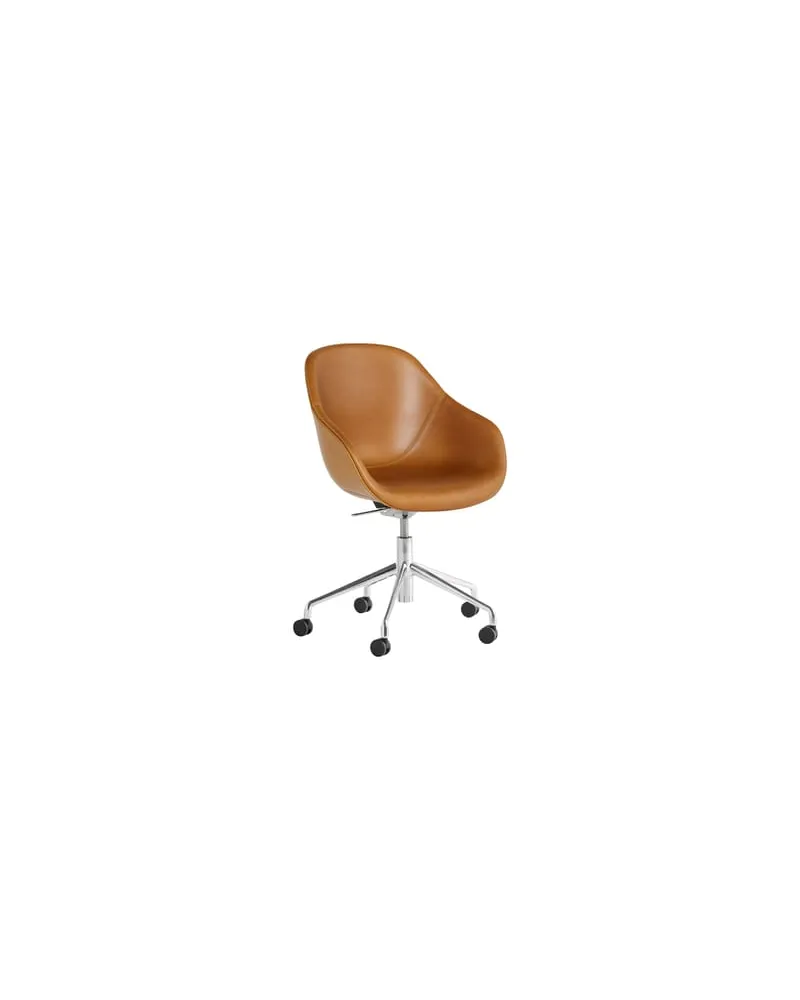 Hay Sessel mit Rollen About a chair - Braun - Vollnarben-Leder - Designer Hee Welling 