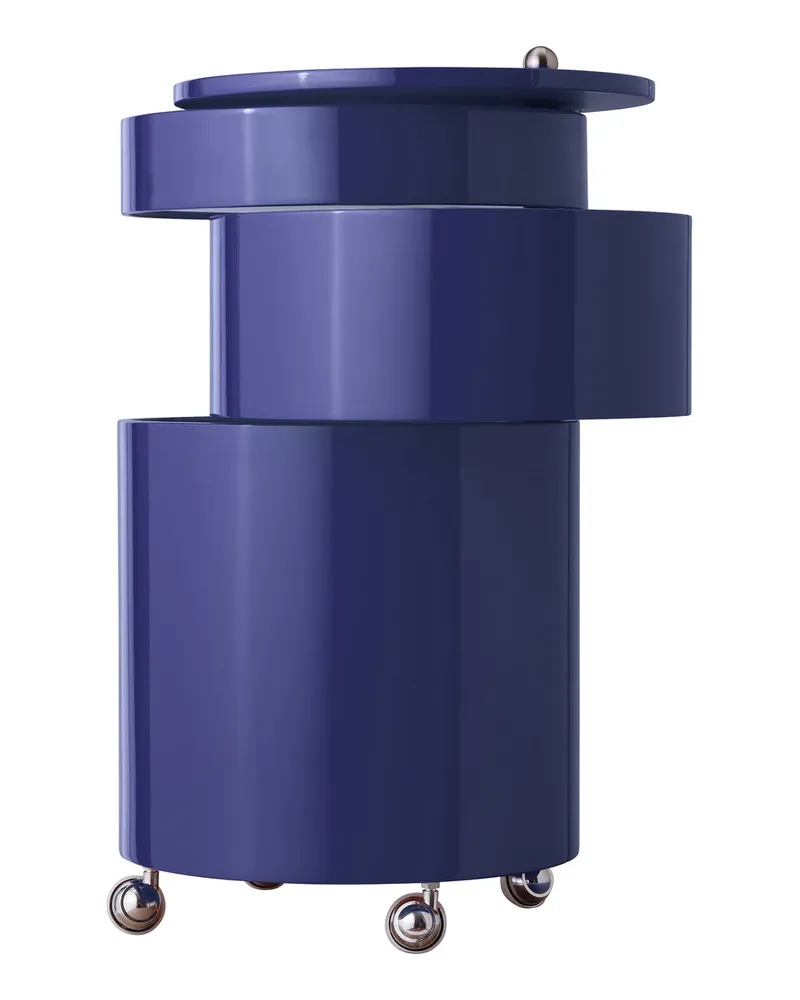 Verpan Servierwagen Barboy - Blau - mitteldichte bemalte Holzfaserplatte - Designer Verner Panton 