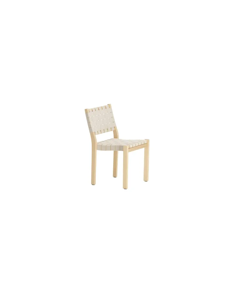 Artek Stapelbarer Stuhl Sangles - Weiß - Birke, massiv - Designer Alvar Aalto 