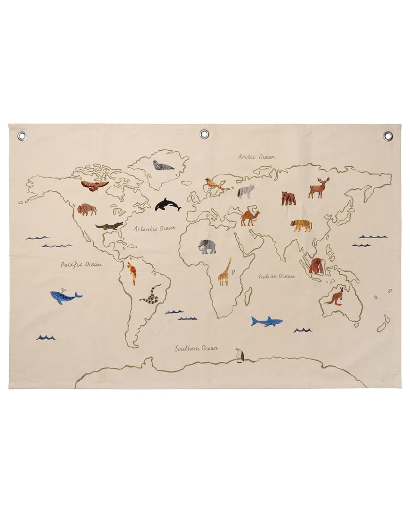 ferm LIVING Poster The World - Beige - Organische Baumwolle - Designer Trine Andersen 