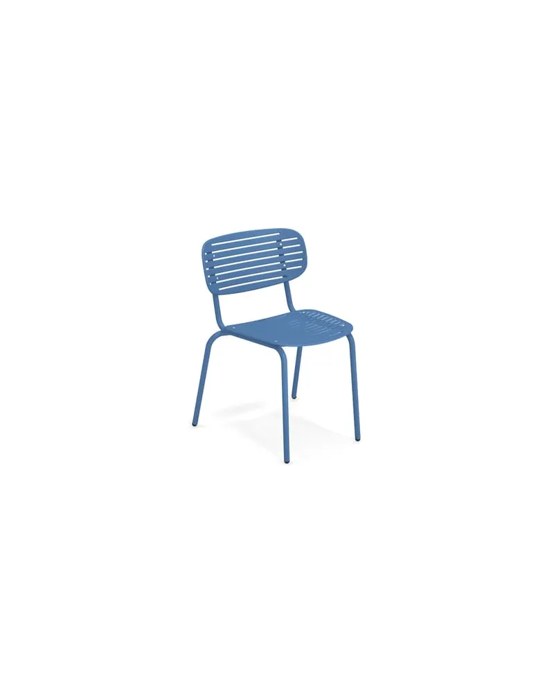EMU Stapelbarer Stuhl Mom - Blau - gefirnister Stahl - Designer Florent Coirier 