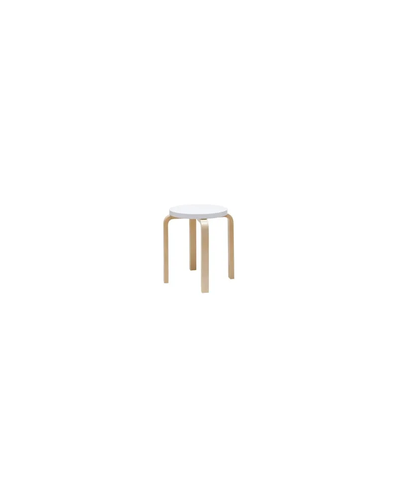 Artek Stappelbarer Hocker L-leg - Weiß - Lackiertes Birkenfurnier - Designer Alvar Aalto 