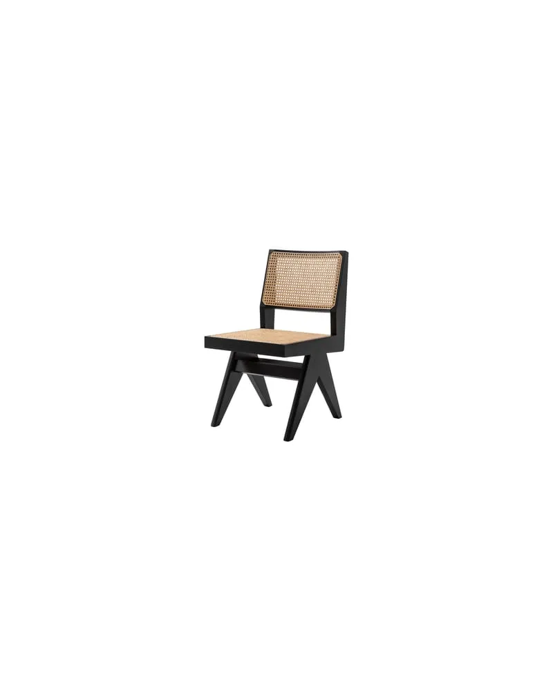 Cassina Stuhl Pierre Jeanneret - Schwarz - Rattan-Geflecht - Designer Pierre Jeanneret 