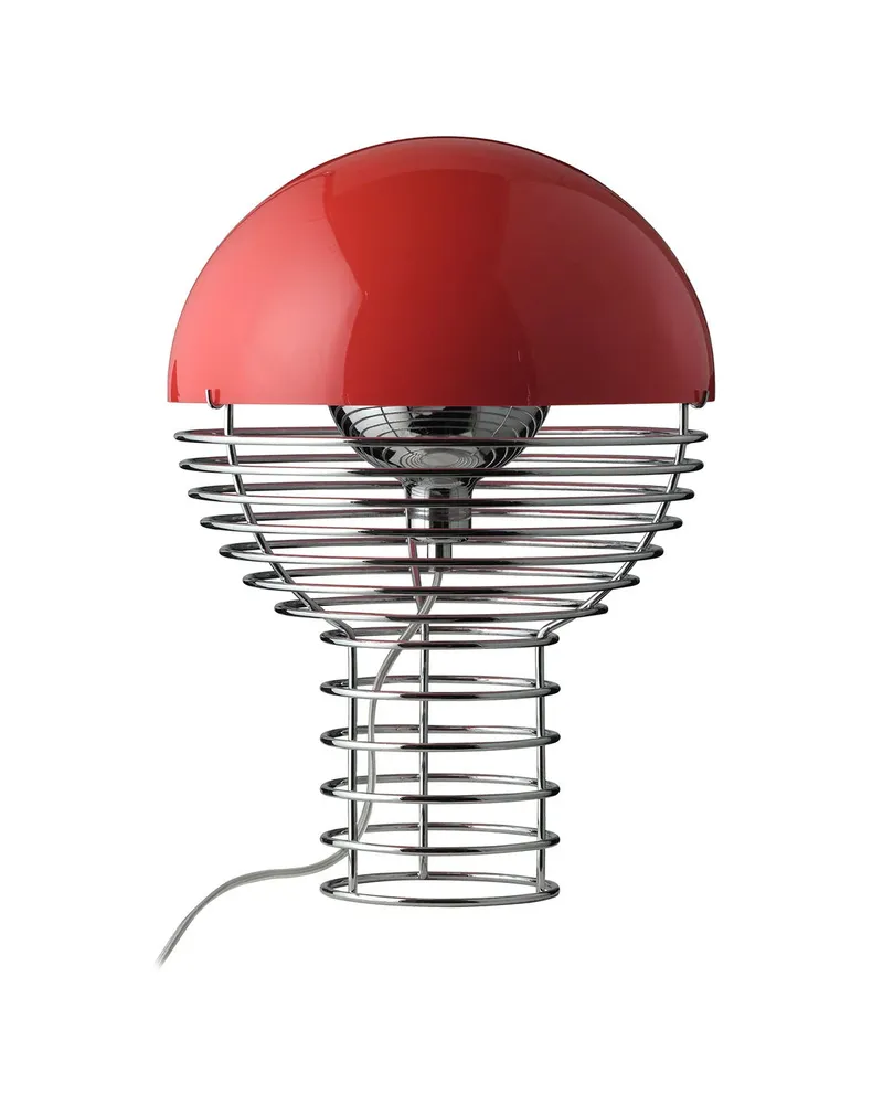Verpan Tischleuchte Wire - Rot - verchromter Stahl - Designer Verner Panton 