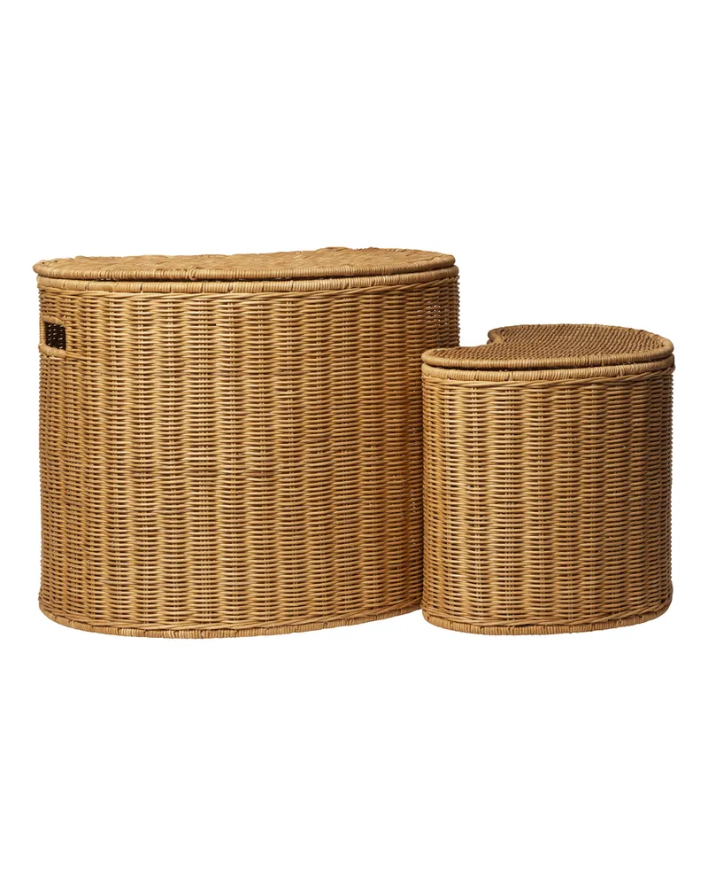 ferm LIVING Beistelltisch Willora - Holz natur - Geflochtenes Rattan 